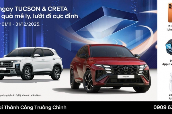 [KMBH] Bốc thăm trúng thưởng “Sắm ngay Tucson & Creta – Trúng quà mê ly, lướt đi cực đỉnh” tại Hyundai Trường Chinh tháng 11 & 12