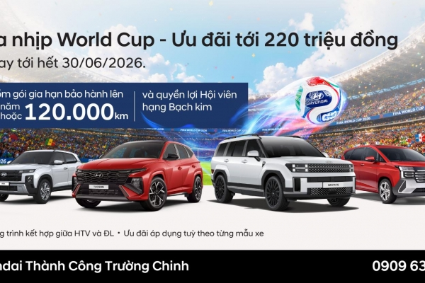 [KMBH]⚽🔥 HÒA NHỊP WORLD CUP – ƯU ĐÃI LÊN ĐẾN 220 TRIỆU ĐỒNG TẠI HYUNDAI TRƯỜNG CHINH 🔥⚽